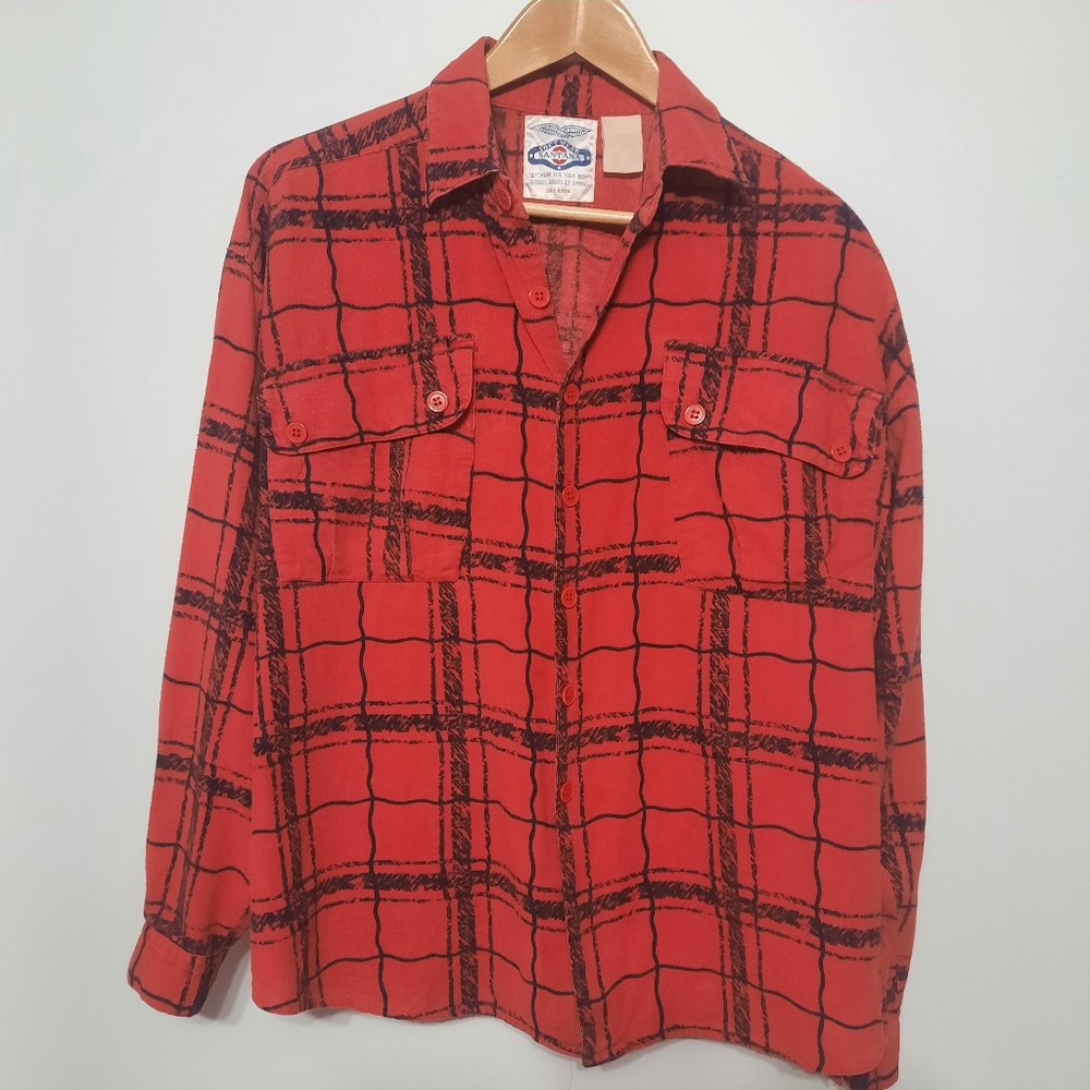 Santana Red & Blue Button Down Top